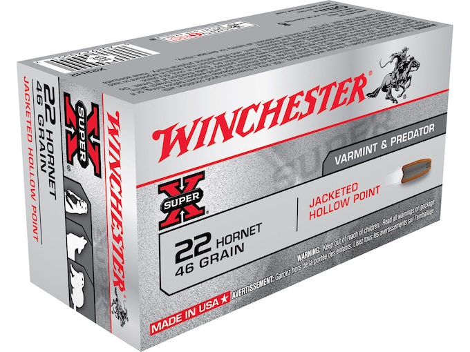 Winchester Super X 22 Hornet Ammo 46 Grain Jacketed Hollow Point  200 rounds For Sale