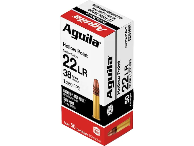 Aguila Super Extra High Velocity 22LR Ammo 38 Grain Plated Hollow Point