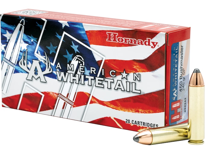 New Hornady American Whitetail 450 Bushmaster Ammo 245 Grain Hornady Interlock Jacketed Soft Point 500round for sale