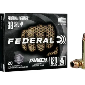 Get Federal Personal Defense Punch 38 Special +P Ammo 120 Grain Jacketed Hollow Point 200 Online for sale