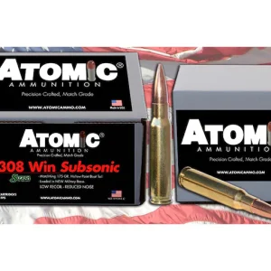 Atomic Ammunition Match Subsonic 308 Winchester Ammo 175 Grain Sierra MatchKing Jacketed Hollow Point Box of 100 - Fast Ship for sale