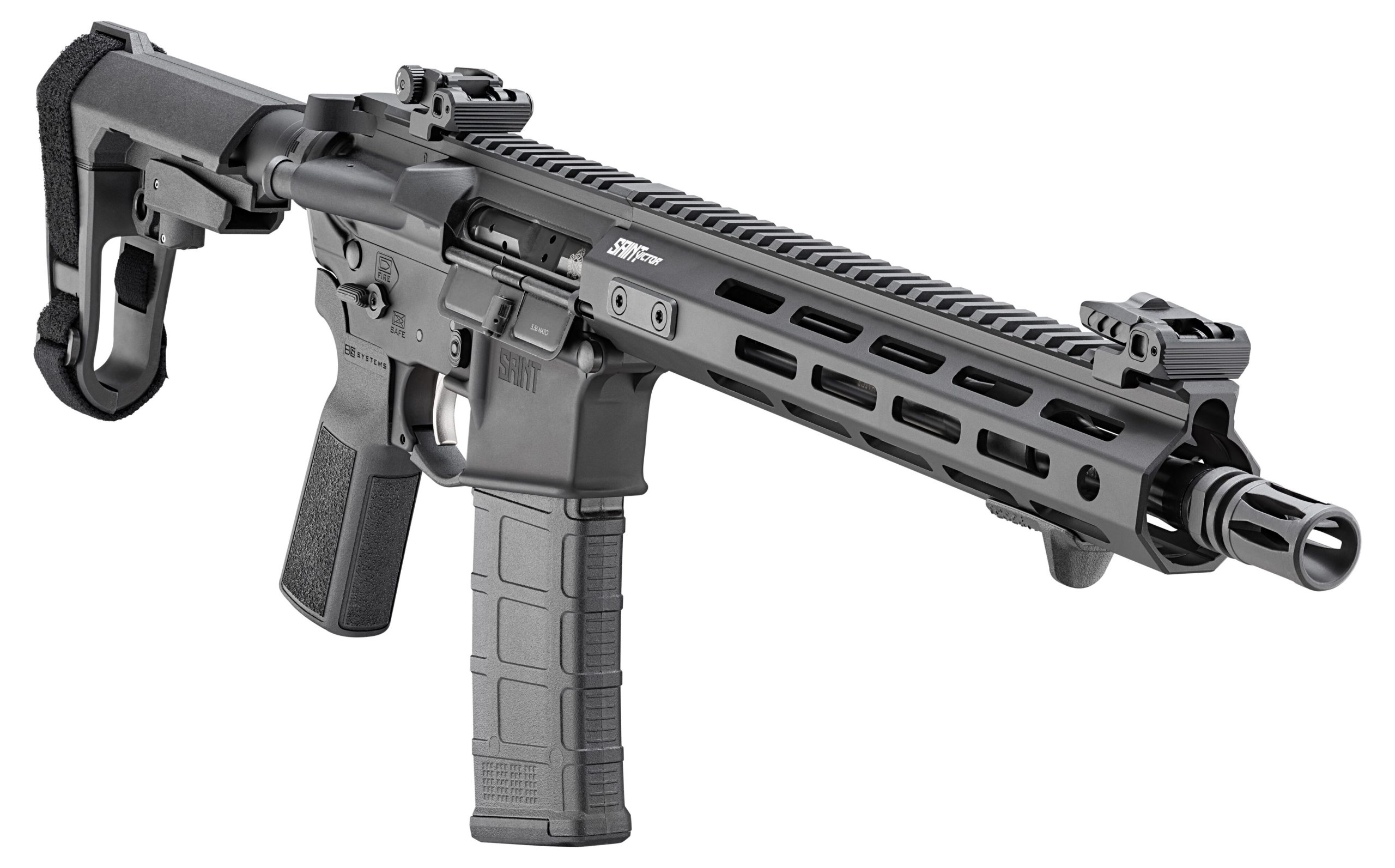 ATI MiIsport 9mm AR15 Pistol 5.5″ Barrel W/ FlashCan MLOK Forend & Blade Brace ATIG15MSP9ML7 (Copy) Direct